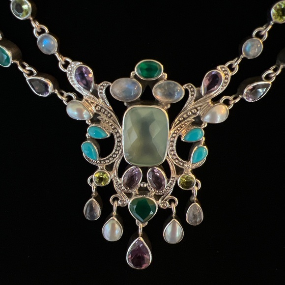 🦋🌹VINTAGE NICKY BUTLER LIMITED EDITION 925 Sterling Silver Prehnite Necklace - Picture 4 of 13